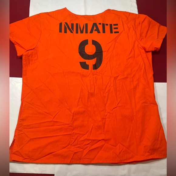 Prisoner Orange Shirt Inmate 20239 Criminal Halloween Cotton Costume Funny Sz Lg - Picture 15 of 15